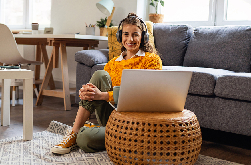 Young woman studying at home